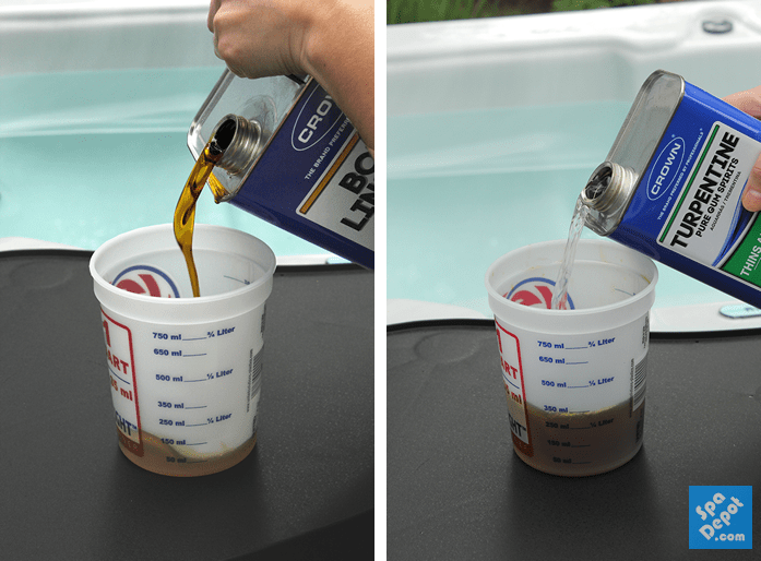 Mixing linseed oil and turpentine 