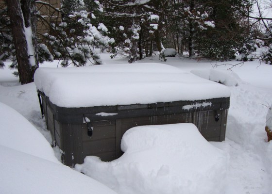 Snowed in hot tub