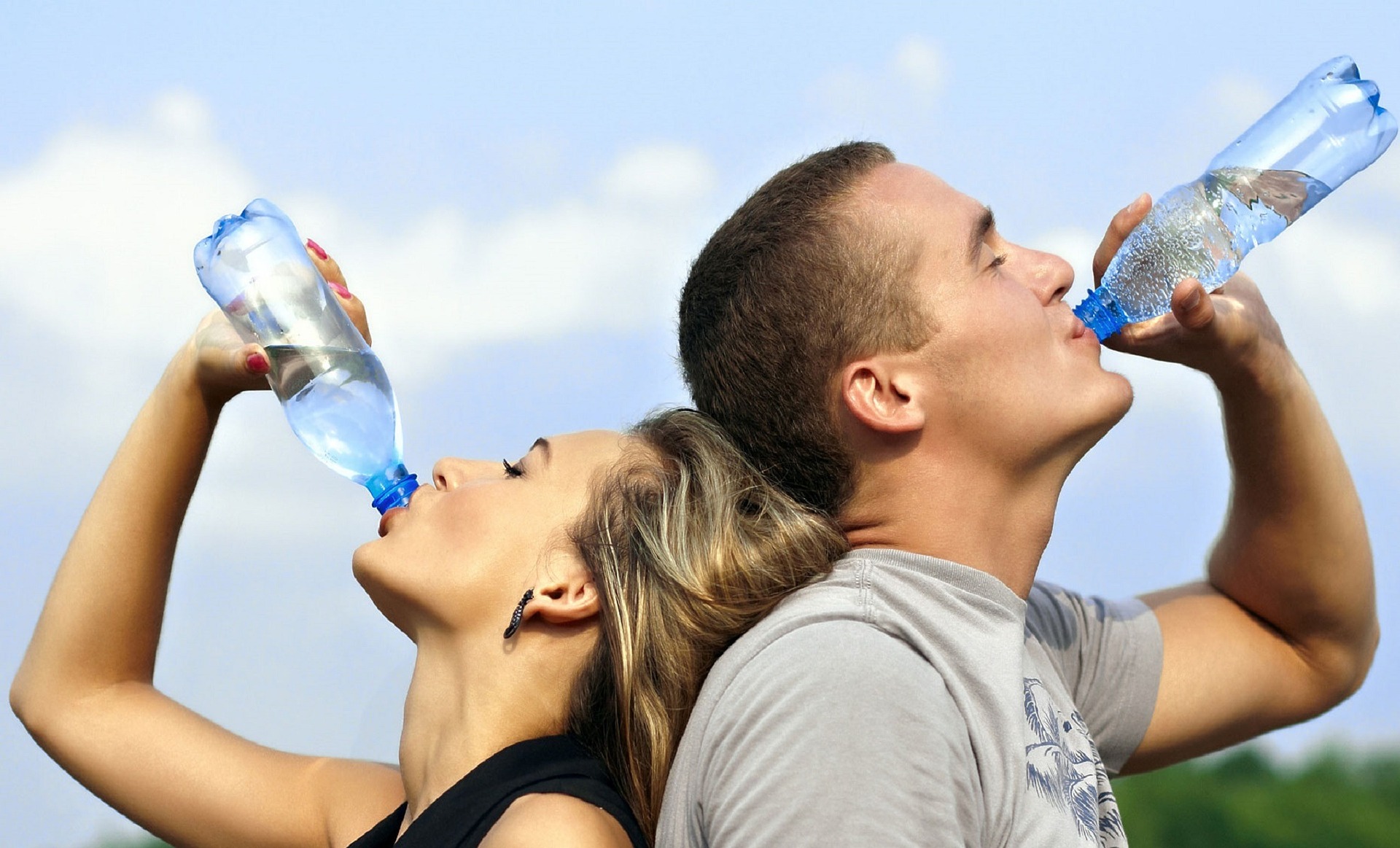 1. Couple drinking water