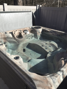 Hot tub with cover open