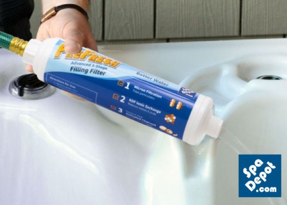 Prefresh filtered water in spa