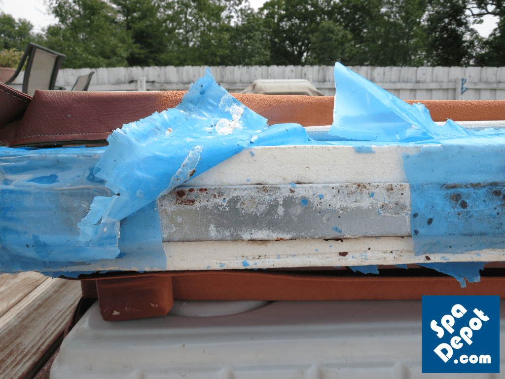 chemical damaged hot tub cover