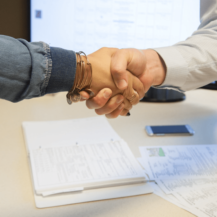 2 people shaking hands