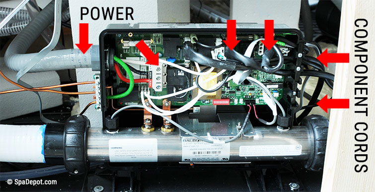 power and component cords within spa pack